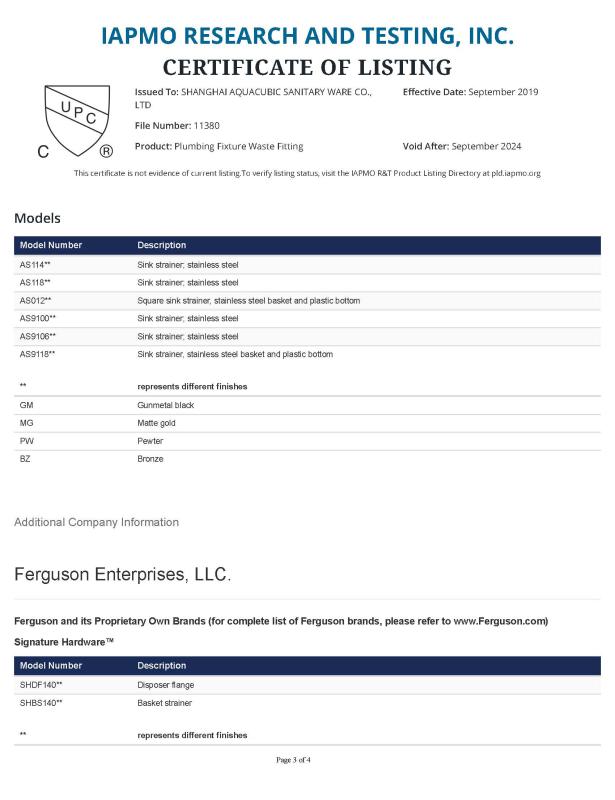 UPC - Shanghai Aquacubic Sanitaryware Co., Ltd.