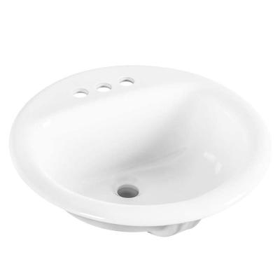 China Aquacubic Luxury Drop-In Round White Cabinet Ceramic Hand Wash Bathroom Sink for sale