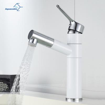 China Modern Saniary Ware Fittings Faucet Deck Mounted Single Hole Cold Water Pull Out Basin Faucet For Bathroom for sale