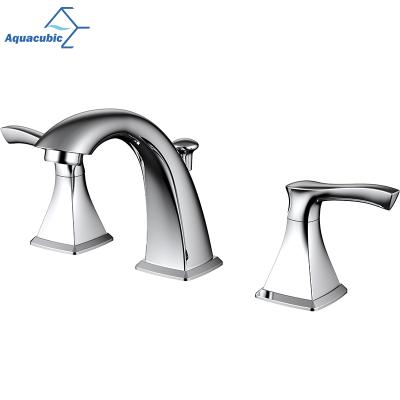 China Aquacubic Electric Faucets Water 3 Hole Watersense Certified Lead Free Brass Basin Faucet by CUPC for sale