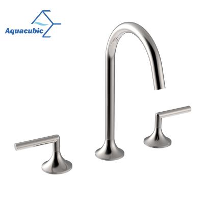 China Metered Faucets Aquacubic Double Handle Basin Bath Bathroom Sink Mixer Tap Mixer Tap for sale