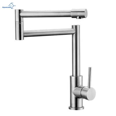 China Aquacubic Stainless Steel Kitchen Basin Sink Faucet Folding Thermostatic Faucets Long for sale