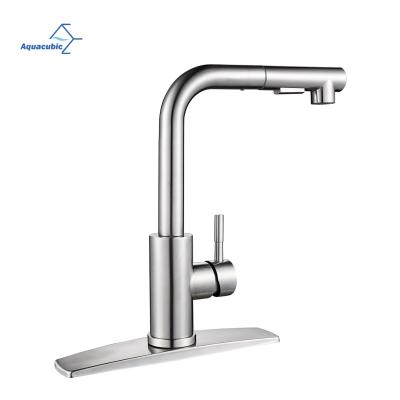 China Pull Out Spray Modern Mini Bar Brushed Nickel Stainless Steel Kitchen Faucet With Multi-Flow Pull-Down Sprayer for sale