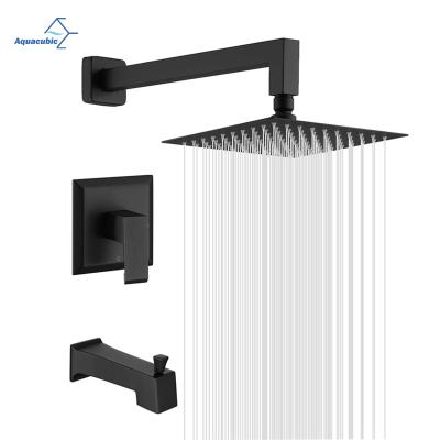 China Contemporary Matte Black Rainfall Shower System Bathroom Thermostatic Faucets With 8