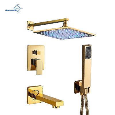 China With European Slide Bar Bathroom Shower Faucet Concealed Luxurious 4 Way Shower Mixer Wall Mount Ceiling Shower Set for sale