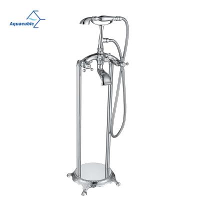 China With Slide Bar Aquacubic Floor Standing Bath Clawfoot Shower Mixer Tap Free Standing for sale