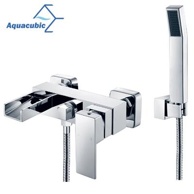 China With Sliding Bar Aquacubic Waterfall Chrome Sleek Bathroom Wall Concealed Shower Faucet for sale