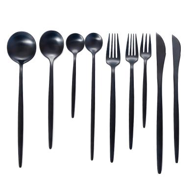 China Sustainable Wholesale Black Stainless Steel Cutlery Set For Wedding Event for sale