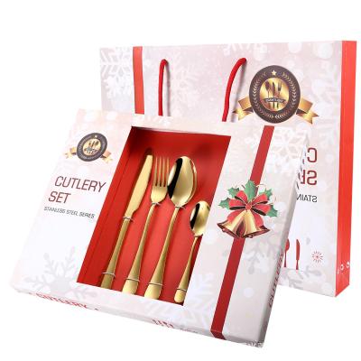 China Sustainable Christmas Gifts Stainless Steel PVD 24pc Flatware Sets , Gold Silver Black Cutlery Set 24 Pieces for sale