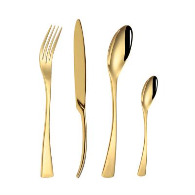 China Sustainable Luxury Gold Stainless Steel Cutlery Set Restaurant Hotel Storage 4pcs Flatware Set For Wedding for sale