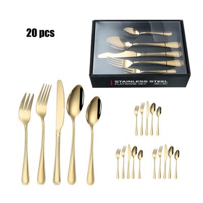 China Viable High Quality High Quality Mirror Knife Fork Spoon Metal Restaurant Gold Colorful Flatware Set for sale