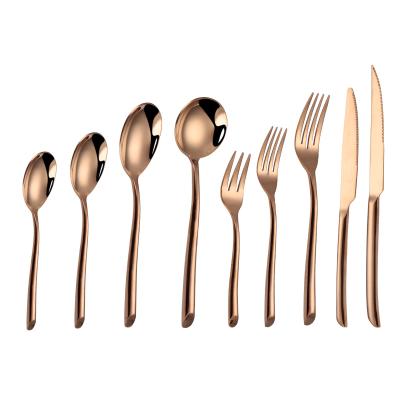 China Durable High End Bulk Stainless Steel Flatware Rose Elegant Gold Cutlery Set for sale