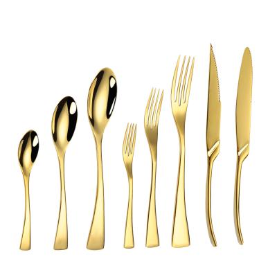 China Sustainable Royal Gold Mirror Flatware , Kaya 18/10 Covered Stainless Steel Wedding Set For Gift for sale