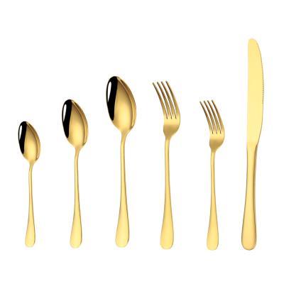 China Sustainable Gold Plated Flatware For Wedding , 410 Stainless Steel Mirror Cutlery Set for sale