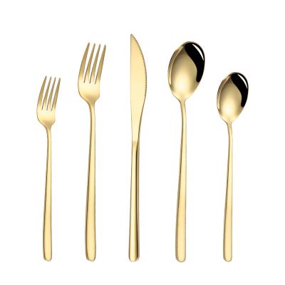 China High Quality Viable Korean Portable Outdoor Flatware Set Christmas Gift Fancy Travel Golden Flatware Set for sale