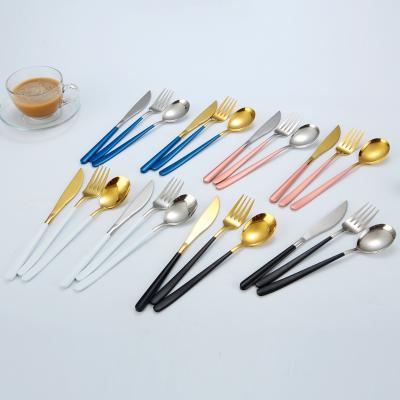 China Cheap Sustainable Stainless Steel Dinnerware , Wholesale 18/10 Colored Mirror Cutlery Set For Restaurant Bar for sale