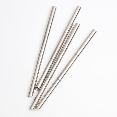 China Stainless Steel Sustainable Outdoor Collapsible Retractable Drinking Straw With Case Folding Metal Chain Head Straws for sale