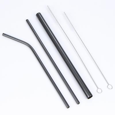 China Sustainable Wholesale Mirror Customized Black Stainless Steel Straw With Bags For Business Travel for sale