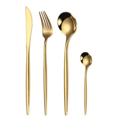 China Viable Fancy Mirror Stainless Steel Cutlery Set Optional Size Gold Shape Flatware Set For Wedding for sale