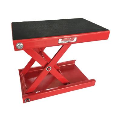 China 1000lbs mini motorcycle scissor jack manual with lifting height from 85mm to 340mm MCL4103A 38x23cm for sale