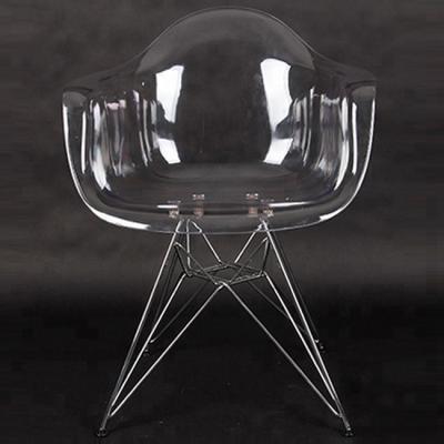 China High Leg Transparent Metal Armchair European School Chair PC Clear Dining Living Room Stackable Chair for sale