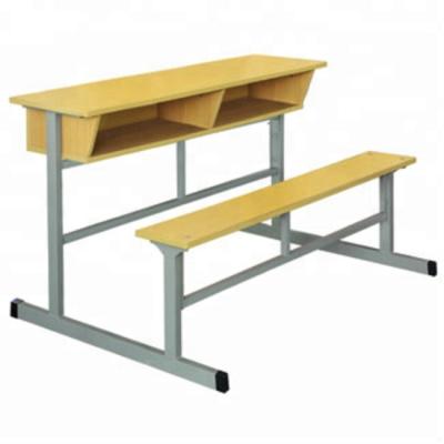 China School Sets Two Seater School Table Bench for Student Double Student Desk and Wooden Bench Classroom Bench Set for sale