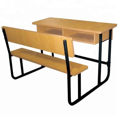 China School Sets Double Wooden School Desk With Attached Bench Primary School Furniture Price List College School Table Bench for sale