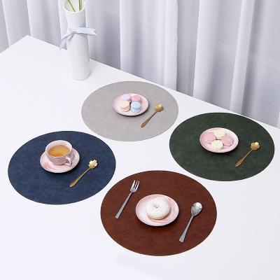 China Sustainable Circular PU Leather Table Rug And Coaster Home Decoration Place Mat for sale