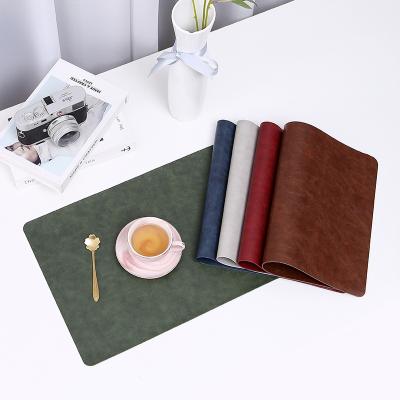 China Non Slip Heat Resistant Custom Colored Non Slip Non Slip Dining Room Table Mat Durable Waterproof Washable PU Leather Place Mats for sale