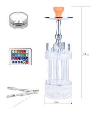 China Eco-friendly clear acrylic four tubes gatling portable hookah shisha hookah with led light shisha hookah for sale