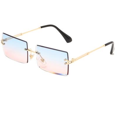 China Fashion sunglasses top CE square gold frame sunglasses UV protection hot sale fashionable rimless sunglasses 400 for sale