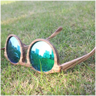 China Factory wholesale vintage log frame round polarized mirror lenses logo OEM ODM custom sunglasses for sale