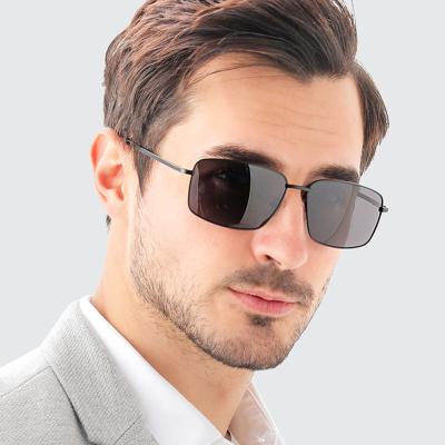 China Luxury Square High Quality Men's Frame Fashion Sunglasses Metal Spring Hinge UV Polarized Sunglasses 2021 Men for sale