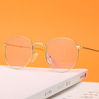 China Fahion brand design anti vintage glass light round metal frame unisex women men eye glasses Fahion brand unisex glasses for sale