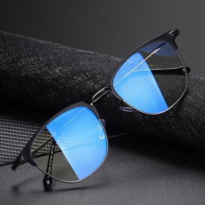 China Fahion 2021 newcomers computer blue blocking reading glasses for adult retro metal frame glass anti river blue light women for sale