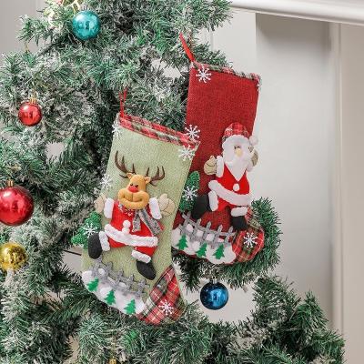 China Chritmas Party OEM Manufacturer Supply Navidad Tree Decor Fence Christmas Stocking Reindeer Christmas Tree Ornament for sale