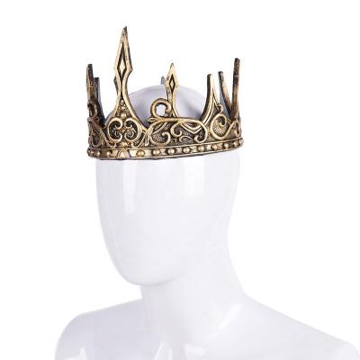 China Party Decoration Wholesale Halloween Crown Decoration Antique PU Foam 3D Soft Medieval King Crown Headdress Accessory for sale