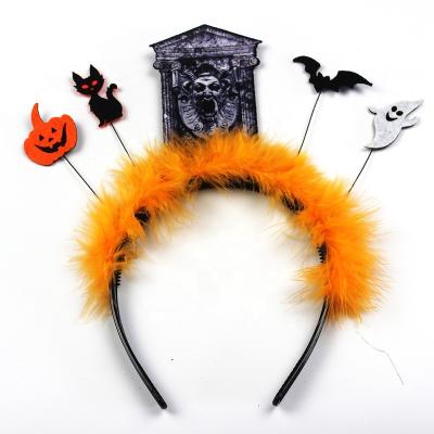 China New Liberated Halloween Cosplay Party Decor Tomb Plush Headband Pumpkin Ghost Headband Bat Hairband Freed for sale