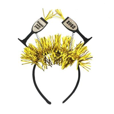 China New Design Cosplay New Year Headband Carnival Unisex Gold Funny Headband Cheer Ano Nuevo Decoration for sale