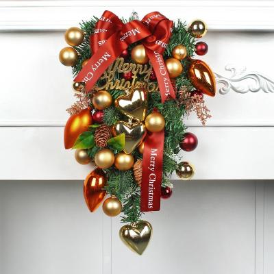 China Heart Shaped Bow Tie Garland Window Hanging Christmas Tree Props Wreath Christmas Door Decoration Wholesale Family Decor for sale