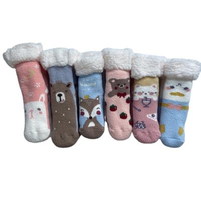 China Anti-Bacterial Manufacturer Supply Wholesale Indoor children's Polyester Slipper Socks for sale