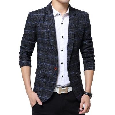 China QUICK DRY Korean Design Skinny Plaid Mens Jackets Blazers Suit Set For Men for sale