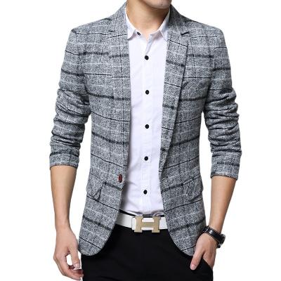 China QUICK DRY Slim Fit Casual One Button Plaid Blazer Men Suit Jacket for sale