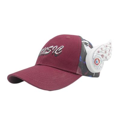 China STAIN JOINT High Quality Couples Embroidery Cotton Music Hat Refillable Baseball Cap for sale