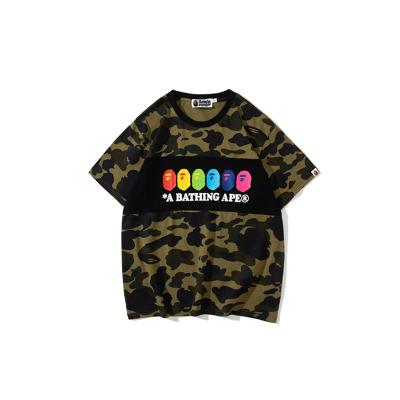 China 2022 New Anti-Wrinkle Color Monkey Camouflage Bape Custom Logo Men's Cotton Loose Short Sleeve T-shirt T-shirt Casual Round Neck T-shirt for sale