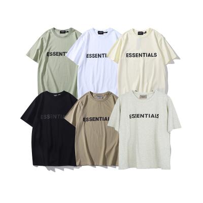 China Anti-wrinkle fear of god basics t-shirt clothing 2021 summer letters round neck short sleeve t-shirt for men and women for sale