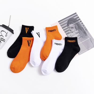 China Wholesale Breathable Short Socks In Casual Street Autumn Socks Skateboard VLONES Hip Hop Letter Men And Women V Long Tube Sports Socks for sale