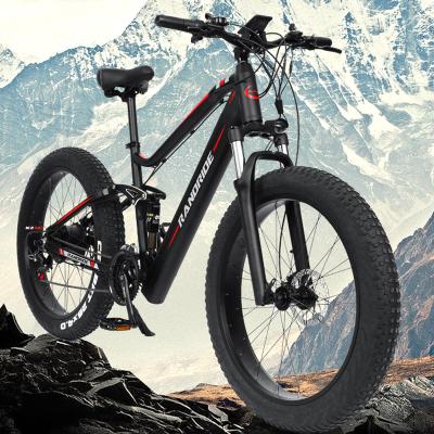 China RANDRIDE Aluminum Alloy Snow Bike 26*4.0 Tire 500W750W Electric Mountain Bike Fat Full Shock 26 Inch Ebike for sale