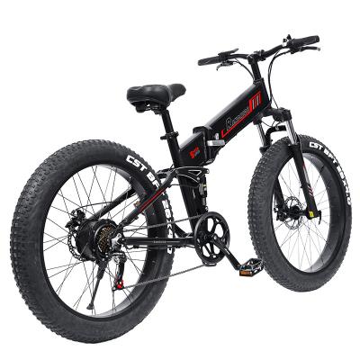 China Aluminum Alloy 48V High Power 500W750W Mountain Electric Bicycle26 Inch Tire Big Fat Folding Electric Bicycle for sale