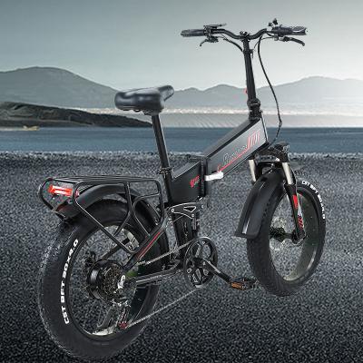 China Aluminum Alloy 20 Inch Full Suspension Fat Tire Bicycle 1000W E-Bike 15Ah Battery Mountain Bike Folding Electric Bike for sale